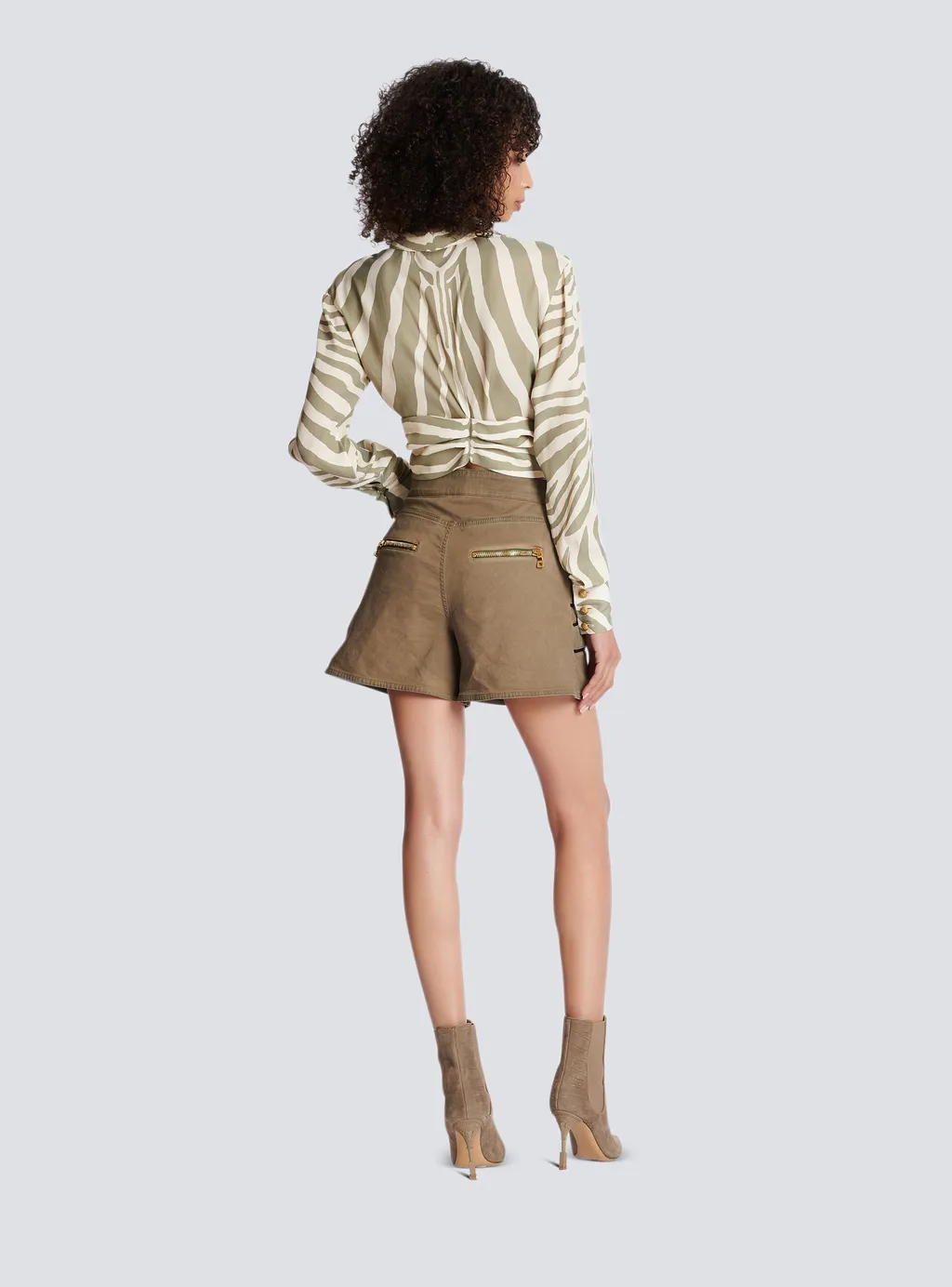 Animal Printed Cropped Shirt