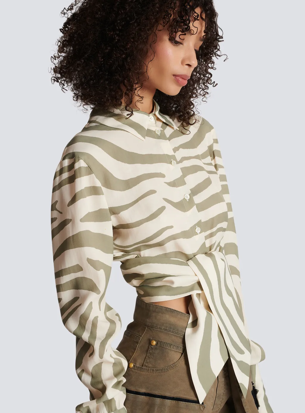 Animal Printed Cropped Shirt