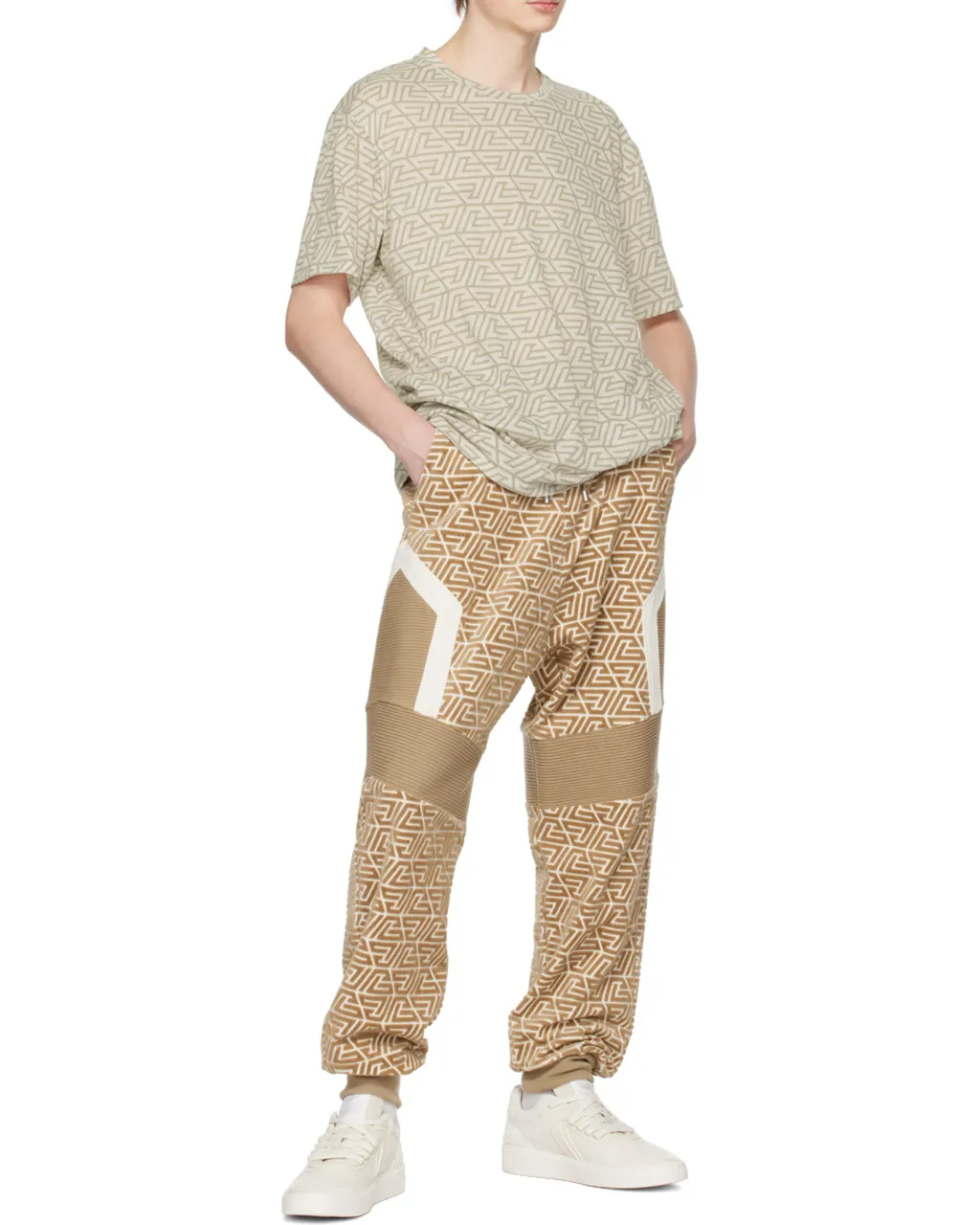 Oversized Cotton T-Shirt With Printed Pyramid Monogram