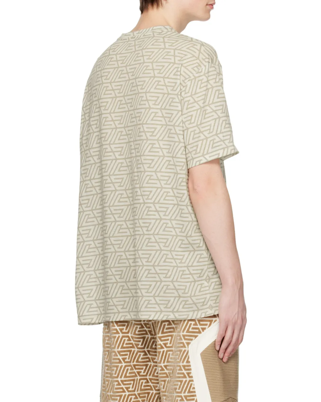 Oversized Cotton T-Shirt With Printed Pyramid Monogram