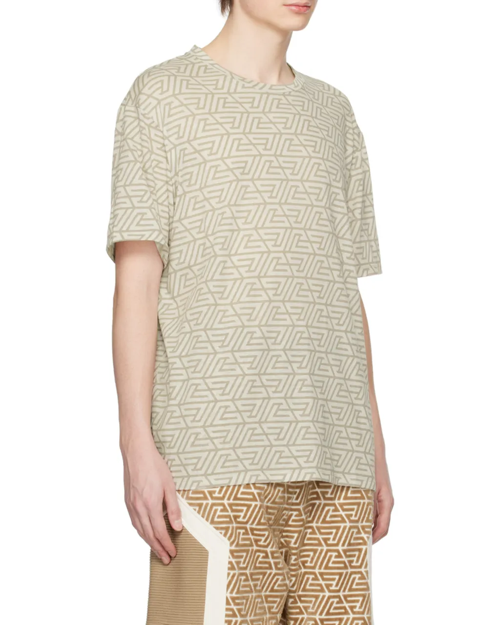 Oversized Cotton T-Shirt With Printed Pyramid Monogram