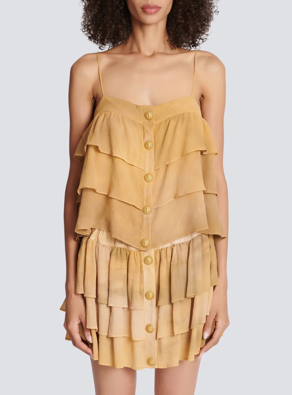 Strappy Ruffled Silk Top