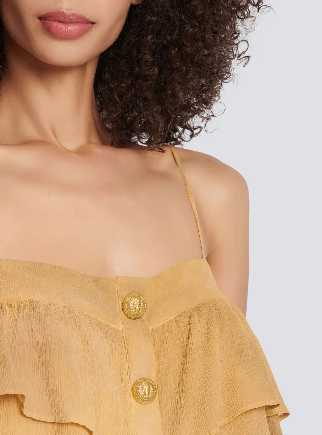 Strappy Ruffled Silk Top
