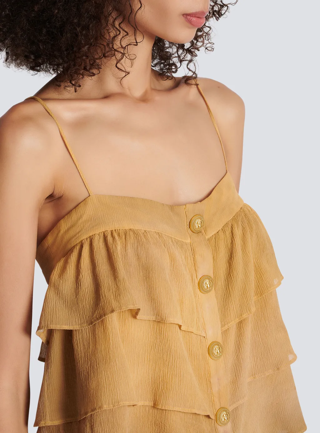 Strappy Ruffled Silk Top