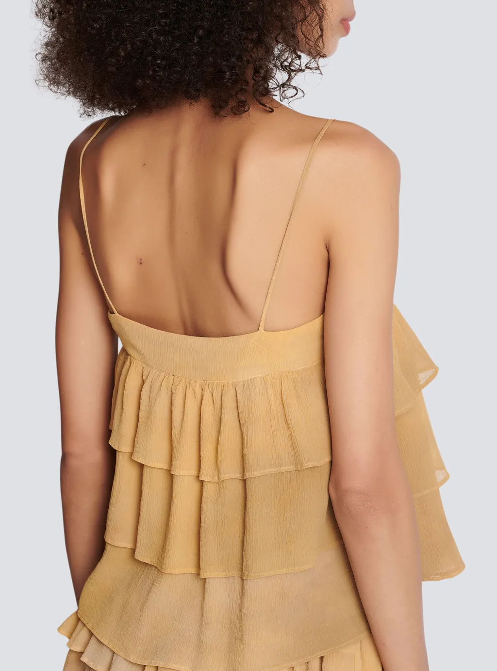Strappy Ruffled Silk Top