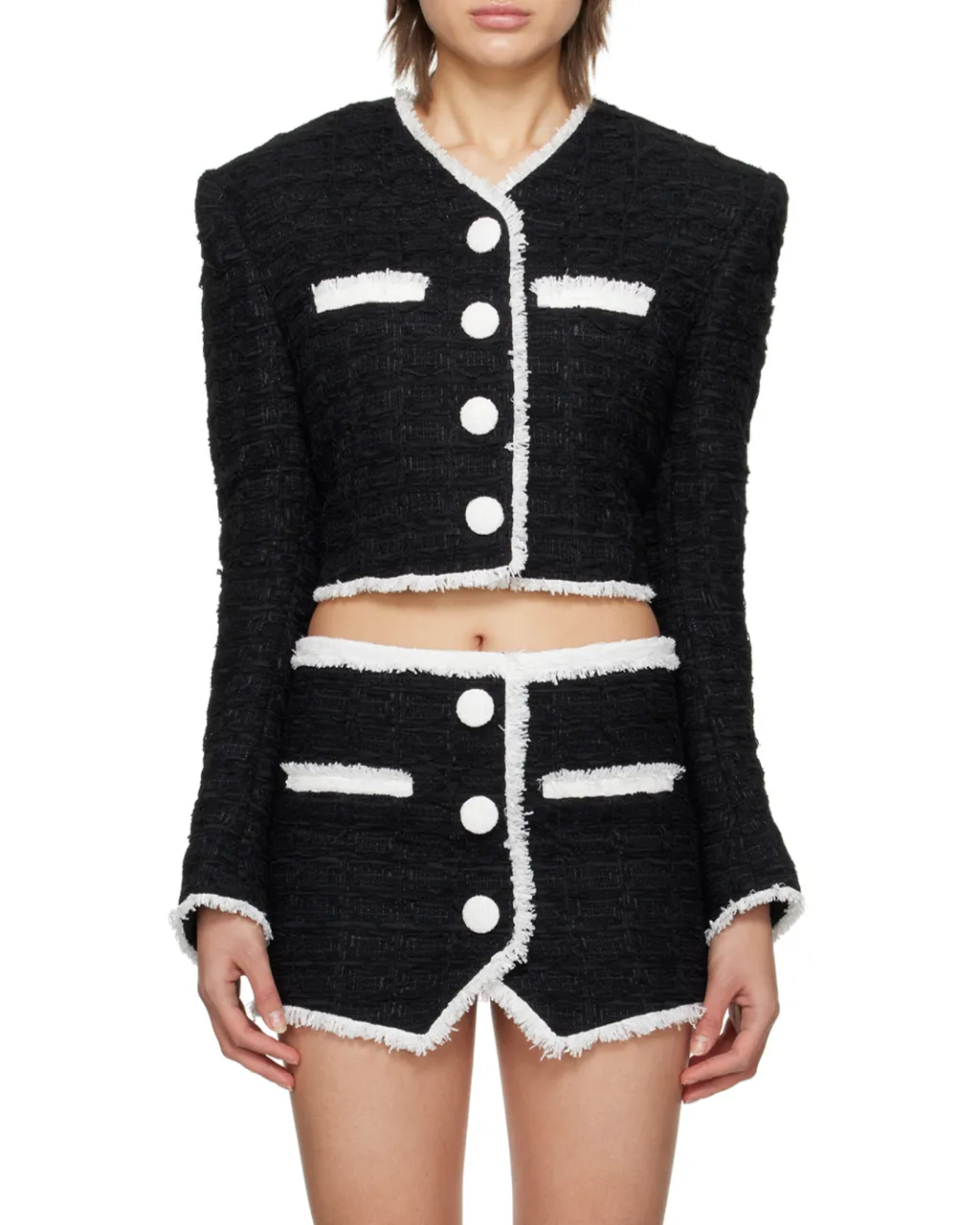 Short Tweed Jacket With Contrasting Details