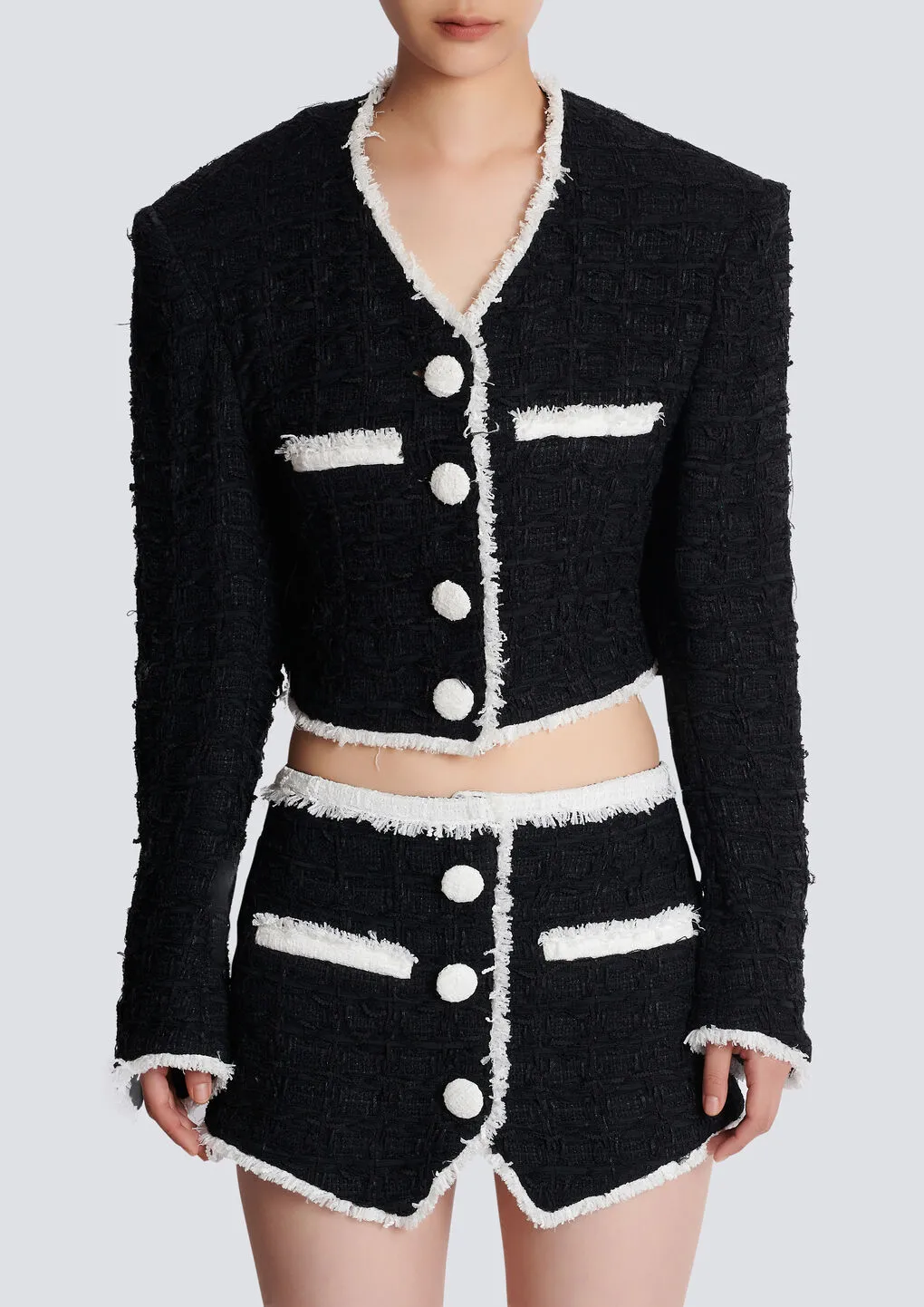 Short Tweed Jacket With Contrasting Details