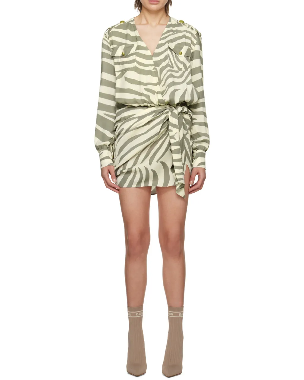Draped Zebra Print Dress