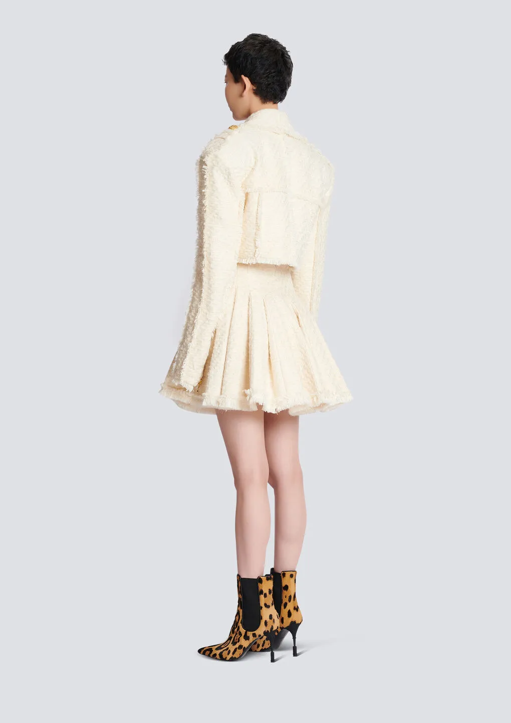 Short Fringed Tweed Jacket