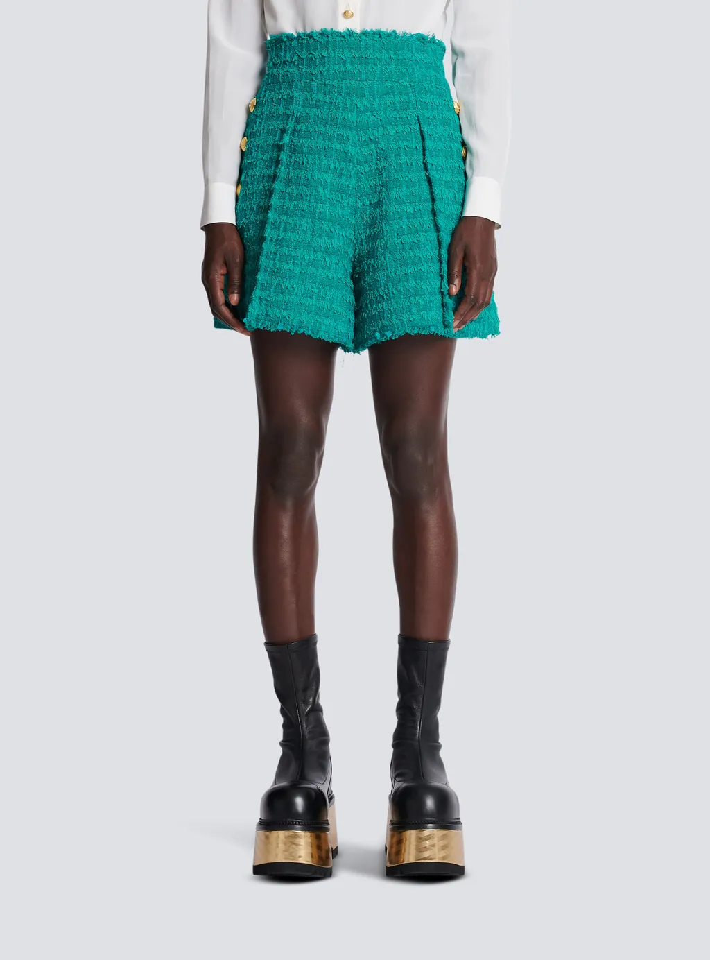 Buttoned Tweed Shorts