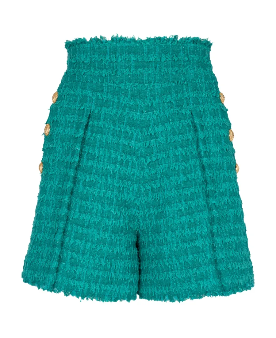 Buttoned Tweed Shorts