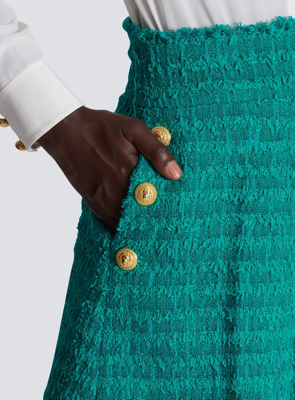 Buttoned Tweed Shorts