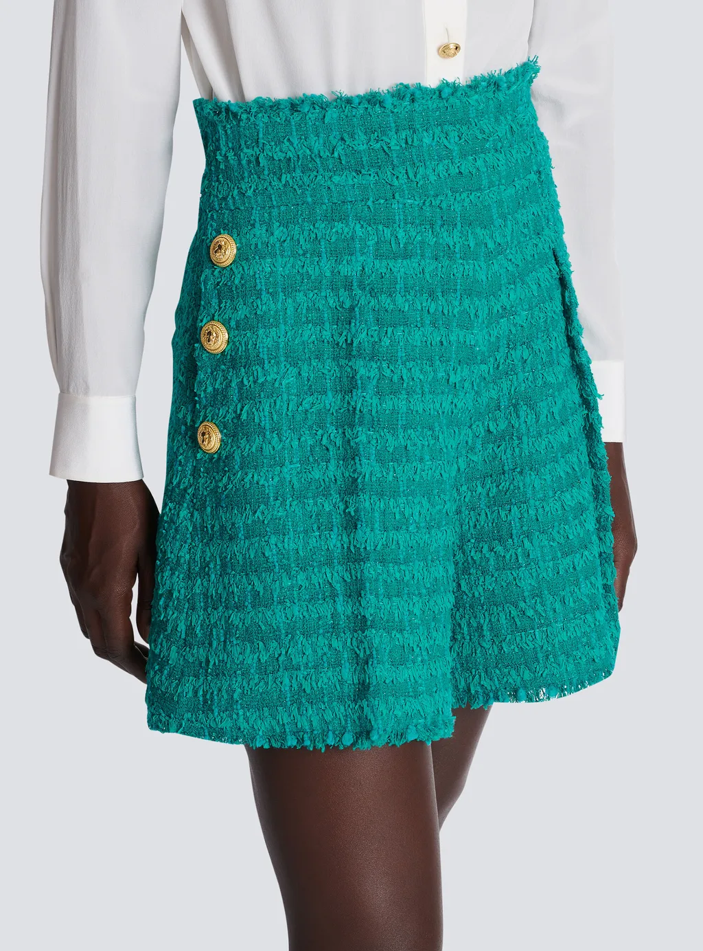 Buttoned Tweed Shorts