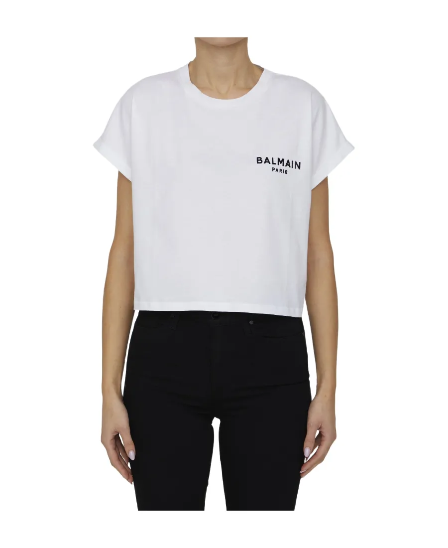 Logo-Print Cropped Cotton T-Shirt