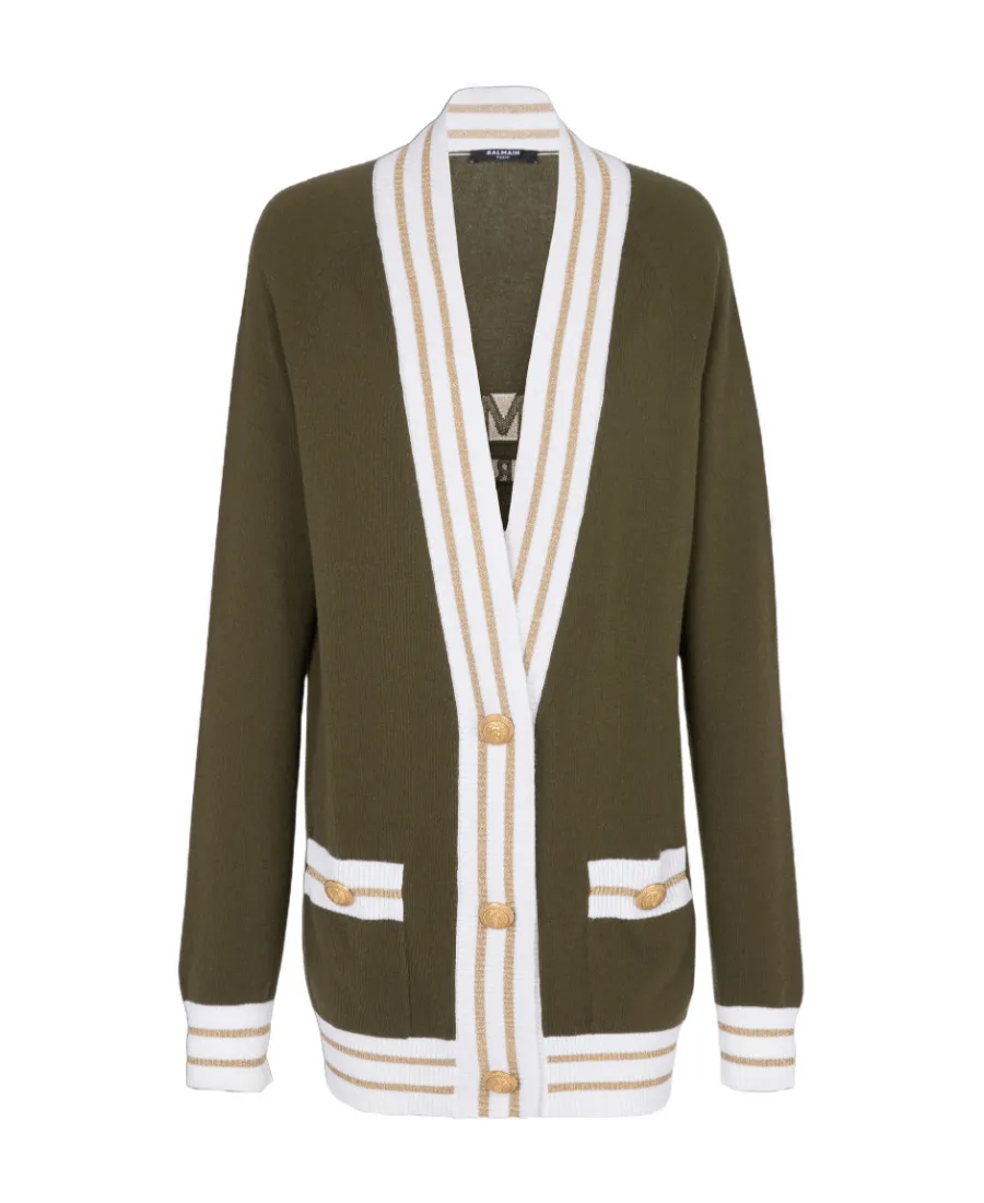 Cashmere Cardigan With Balmain Logo