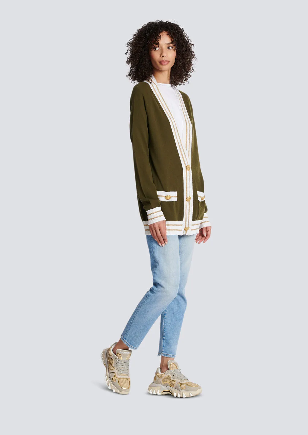 Cashmere Cardigan With Balmain Logo