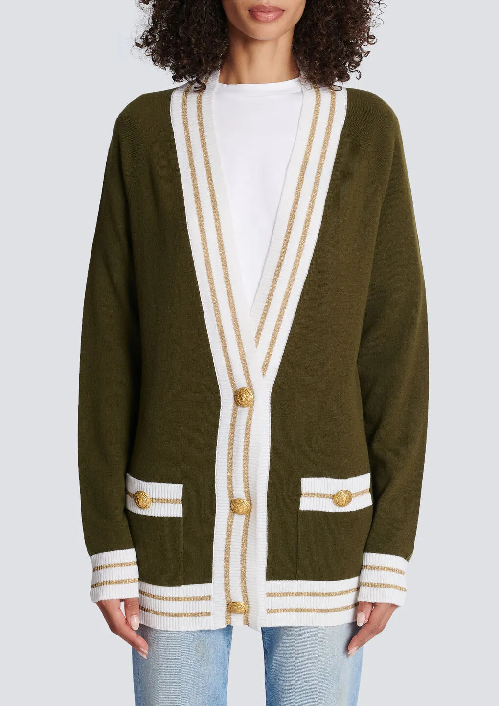 Cashmere Cardigan With Balmain Logo