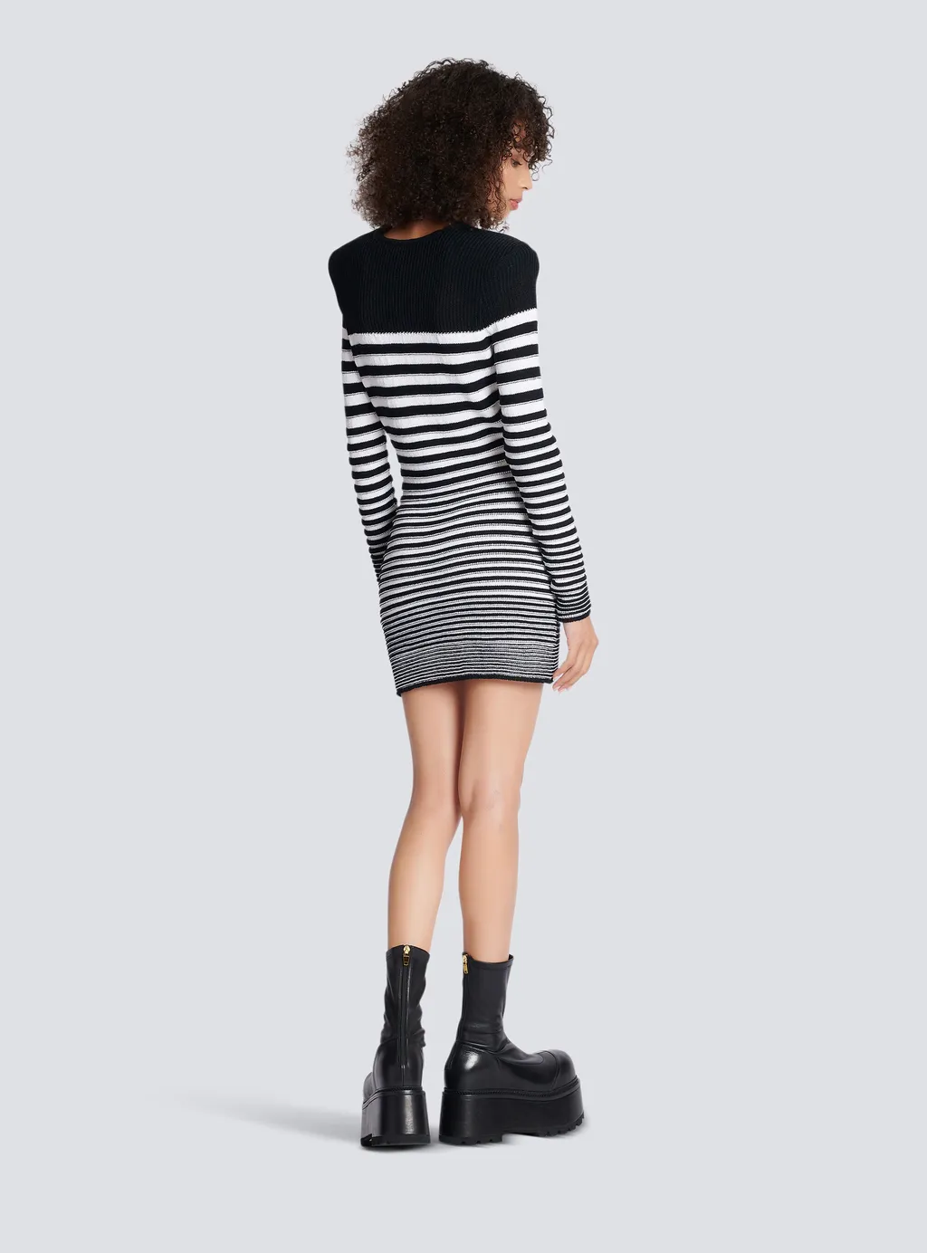 Striped Button-Detailed Mini Dress