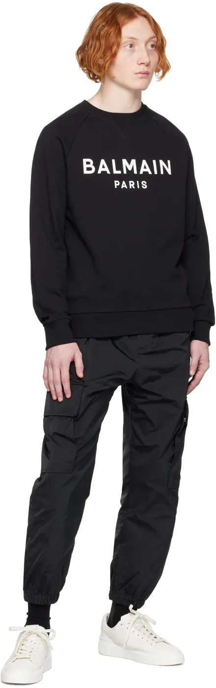 Cotton Printed Balmain Logo Sweatshirt