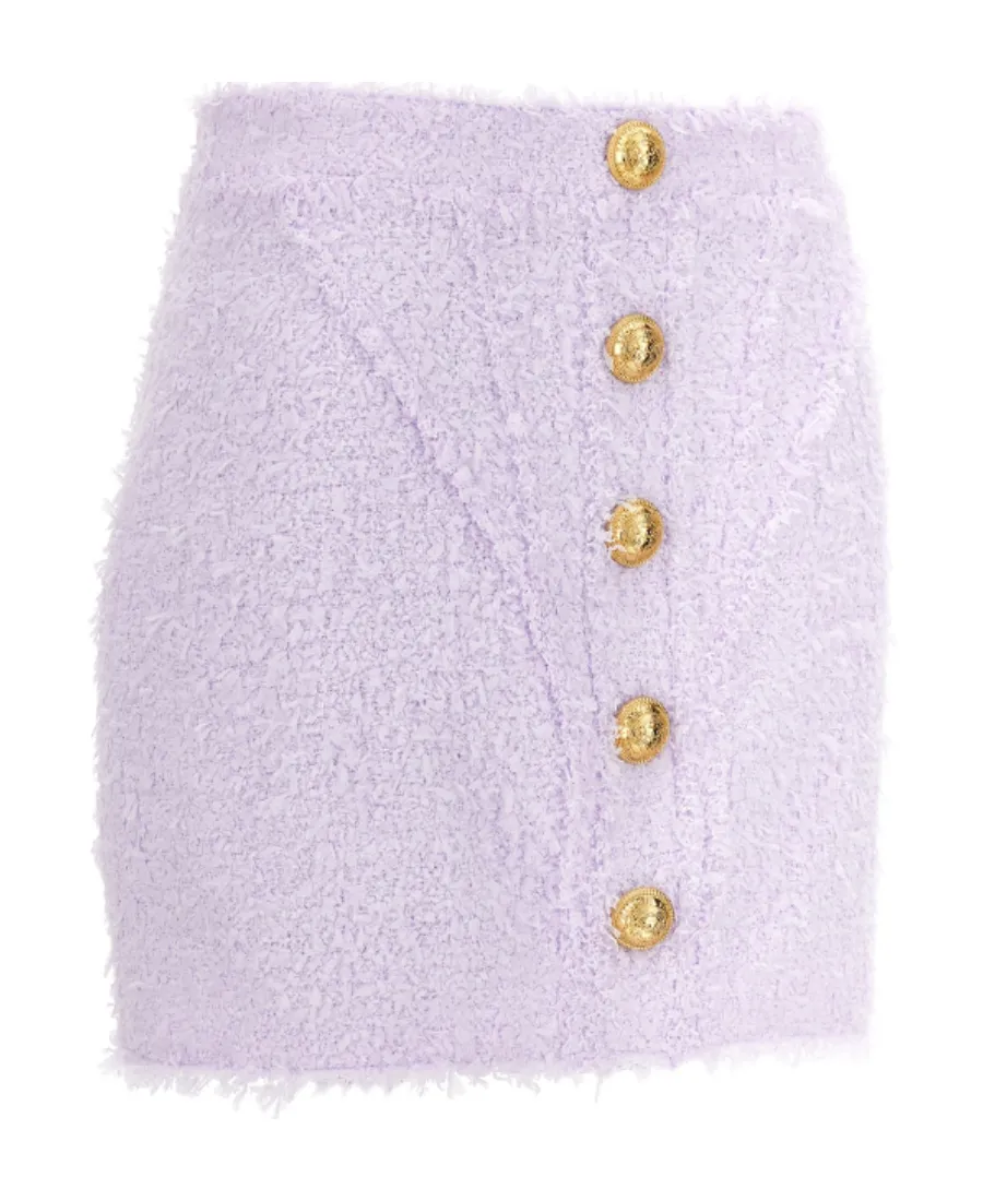 Logo Button Tweed Skirt