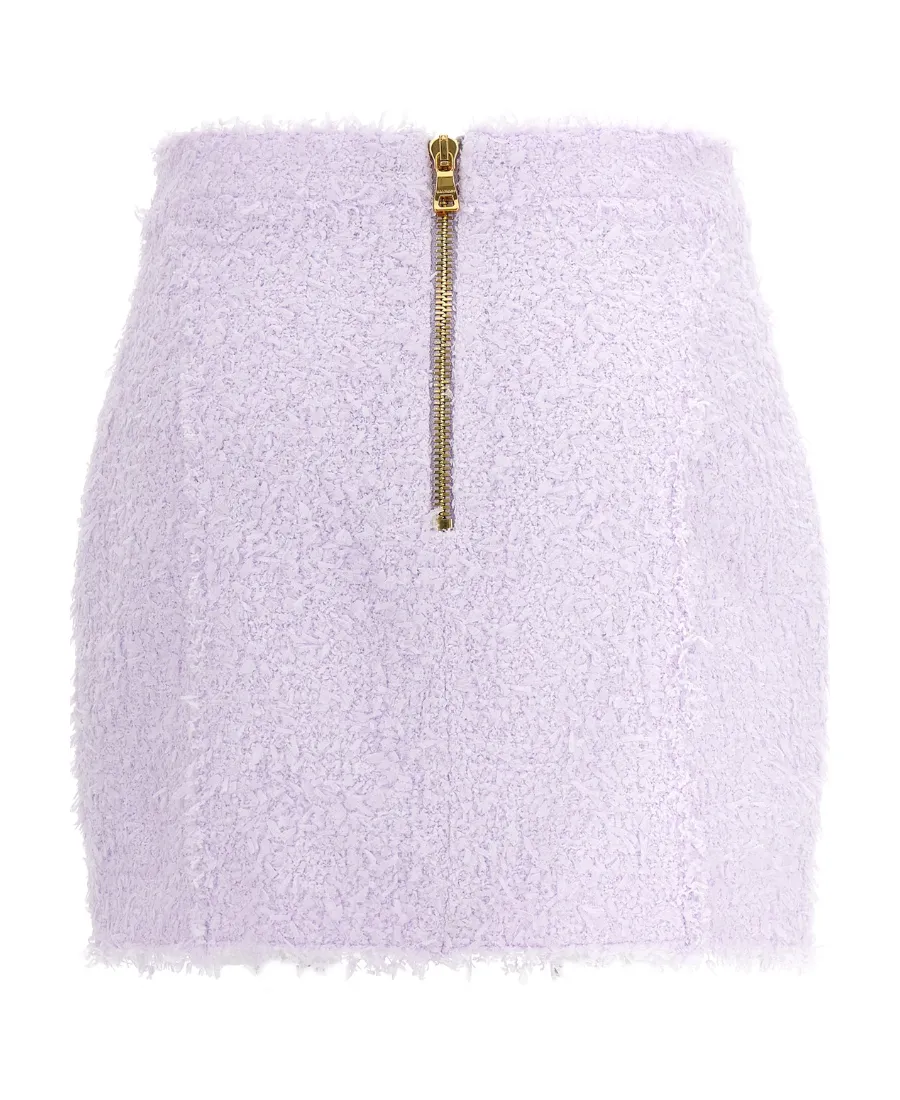Logo Button Tweed Skirt