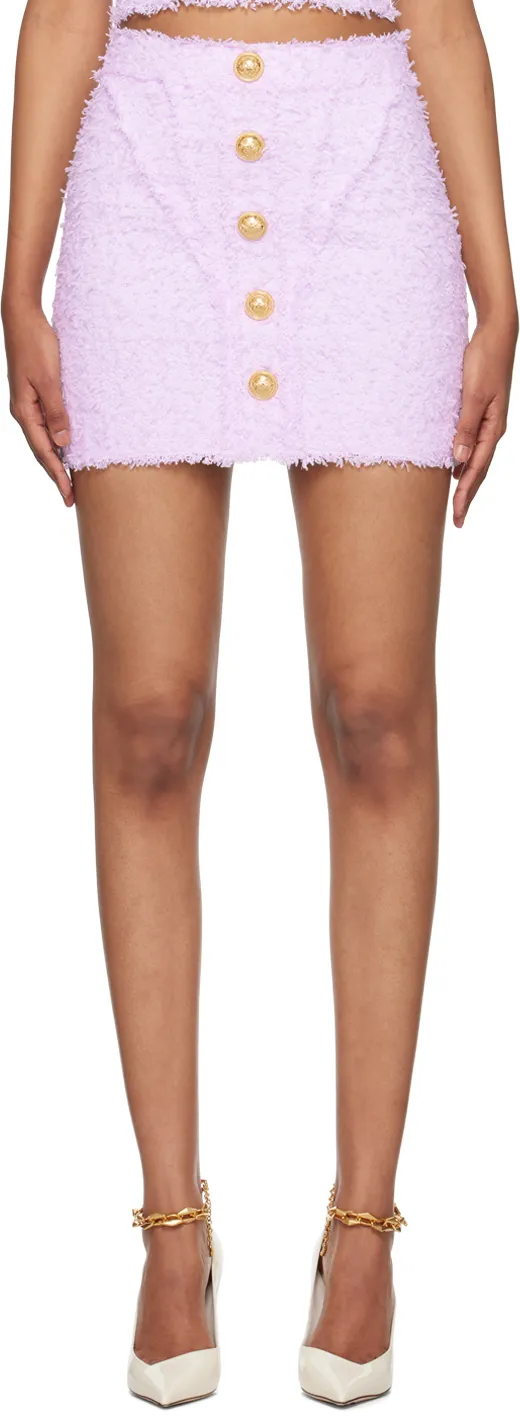 Logo Button Tweed Skirt