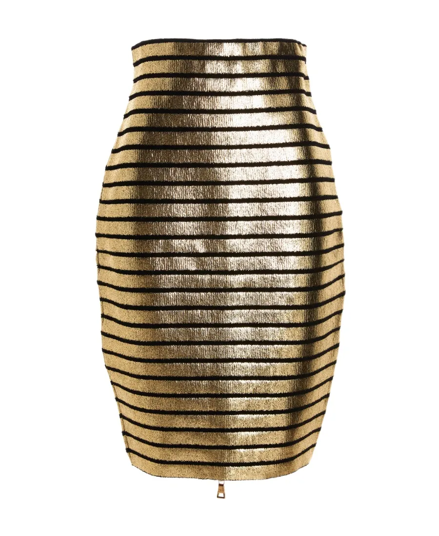 Stripe-Detail Midi Skirt