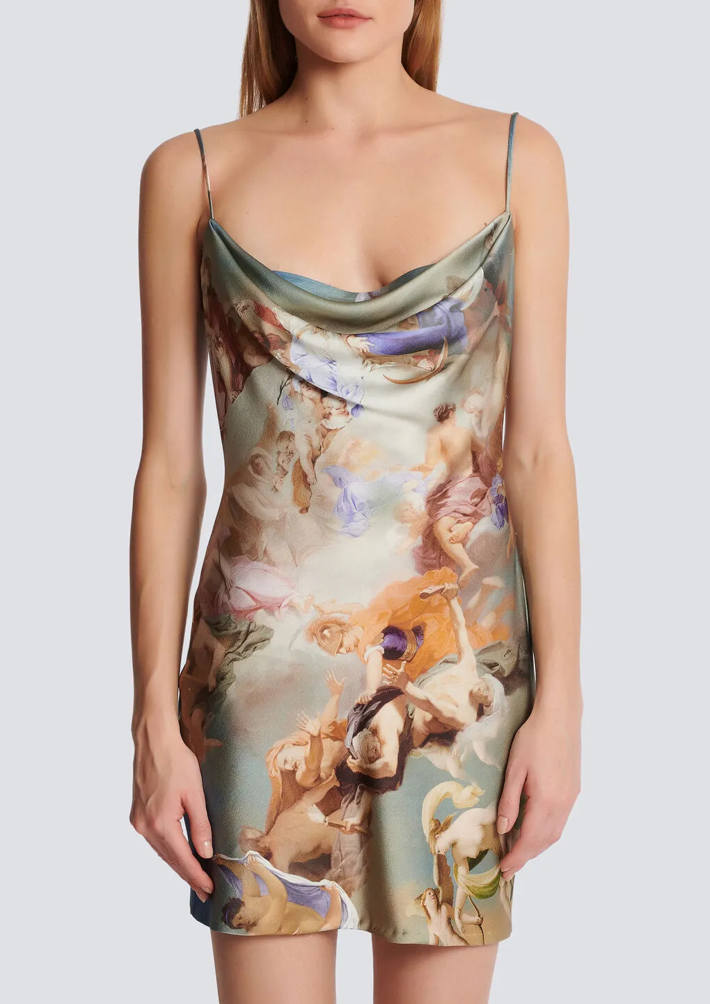 Sky Printed Satin Babydoll Dress