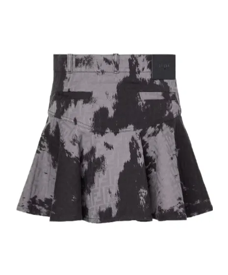 Ff Animalier Denim Mini Skirt