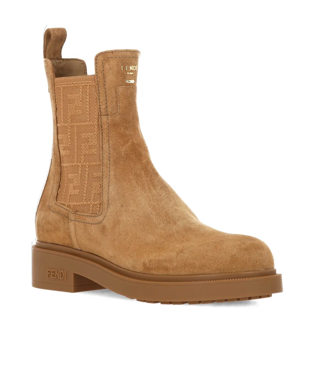Ff Motif Round-Toe Ankle Boots