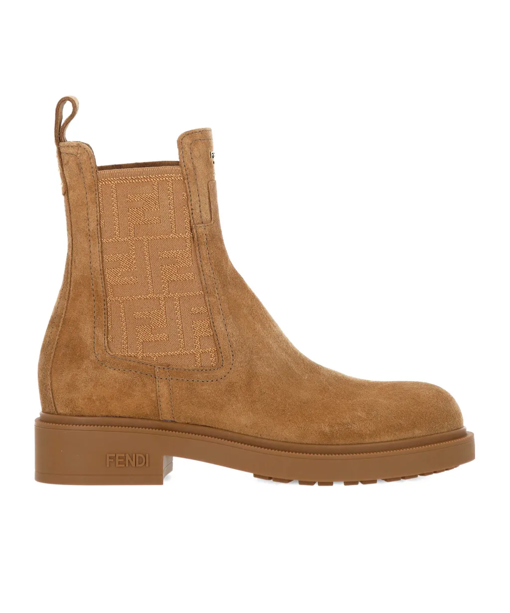 Ff Motif Round-Toe Ankle Boots