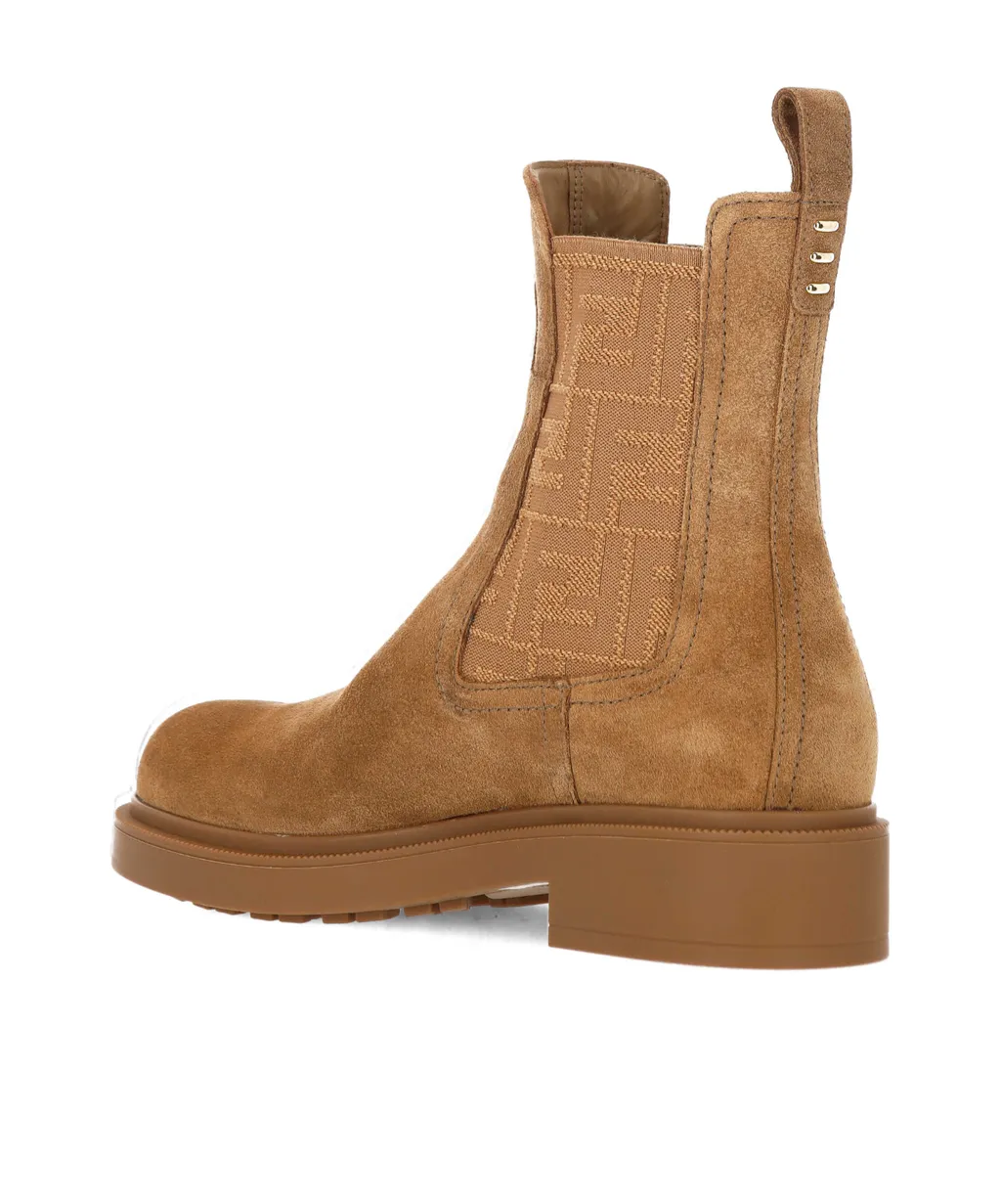 Ff Motif Round-Toe Ankle Boots