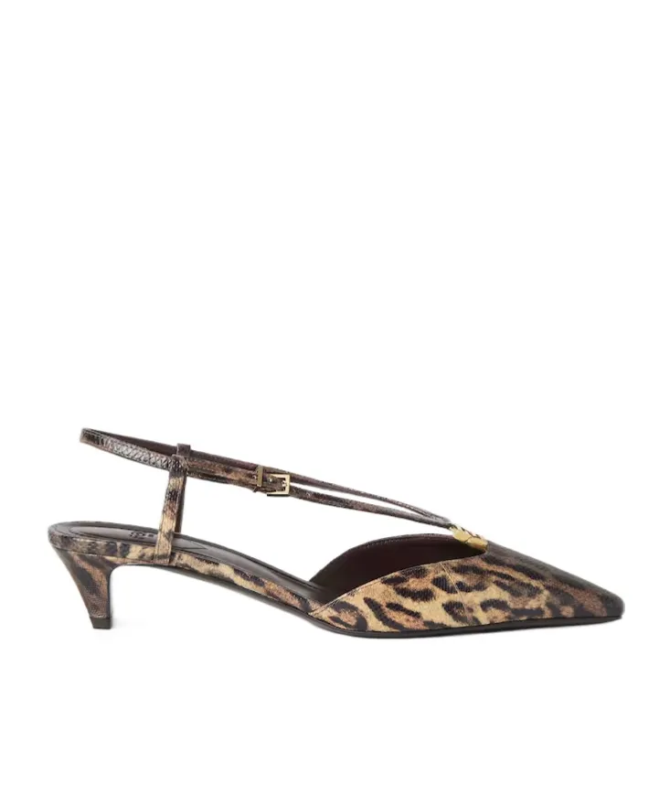 40Mm Animal-Print Slingback Pumps
