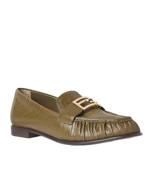 Baguette Ff Plaque Gathered Loafers