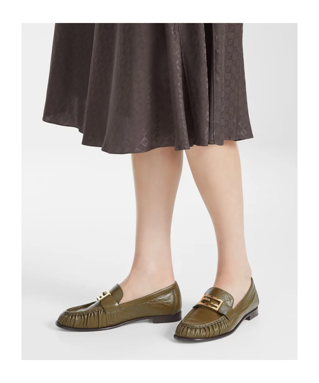Baguette Ff Plaque Gathered Loafers