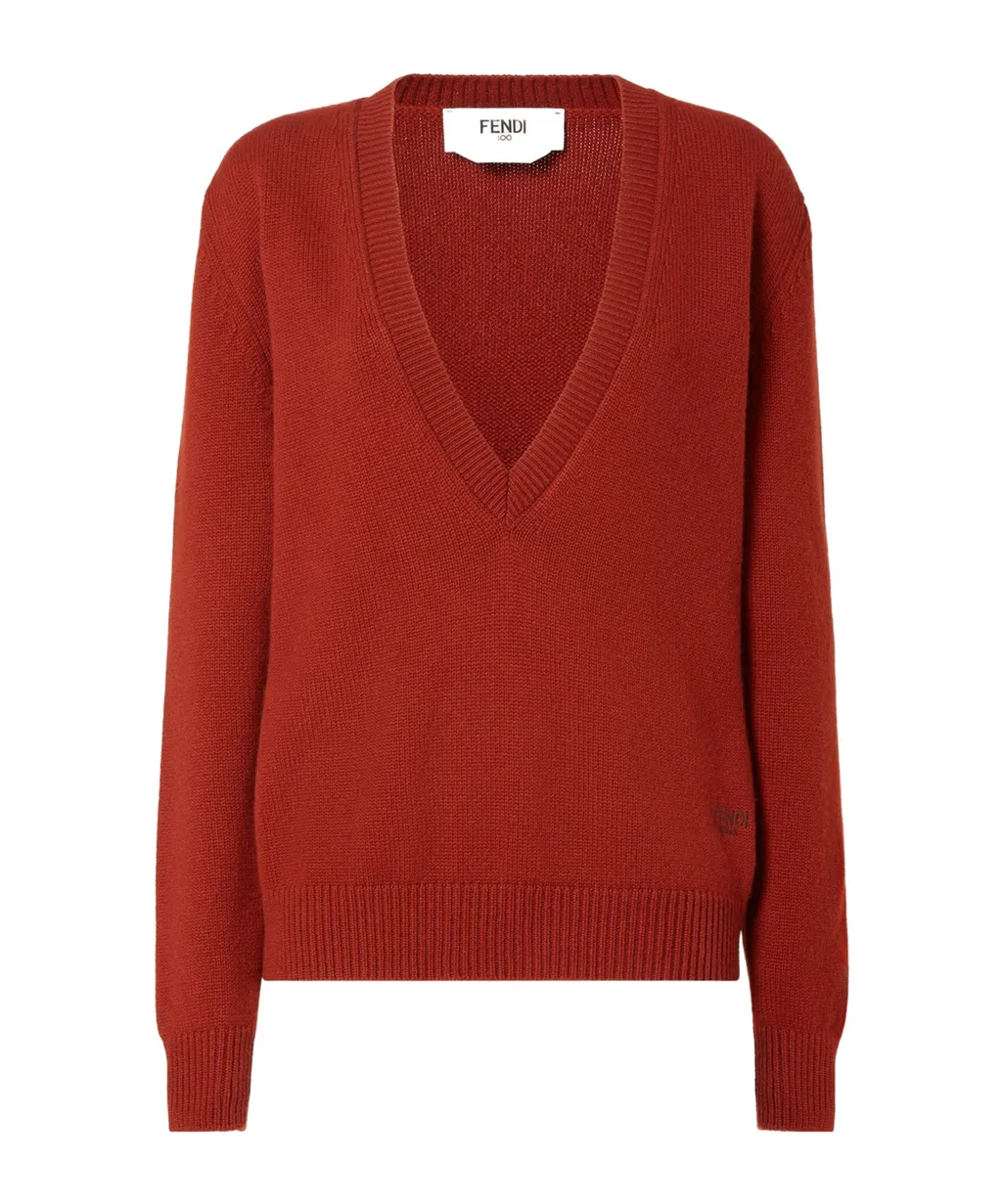 V-Neck Elastic Waistband Knitted Jumper