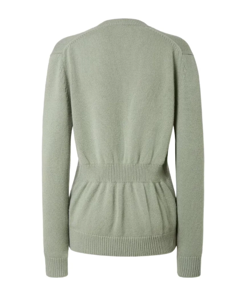 V-Neck Elastic Waistband Knitted Jumper