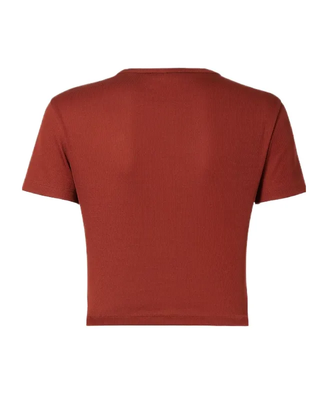 Logo Embroidered Crewneck Cropped T-Shirt