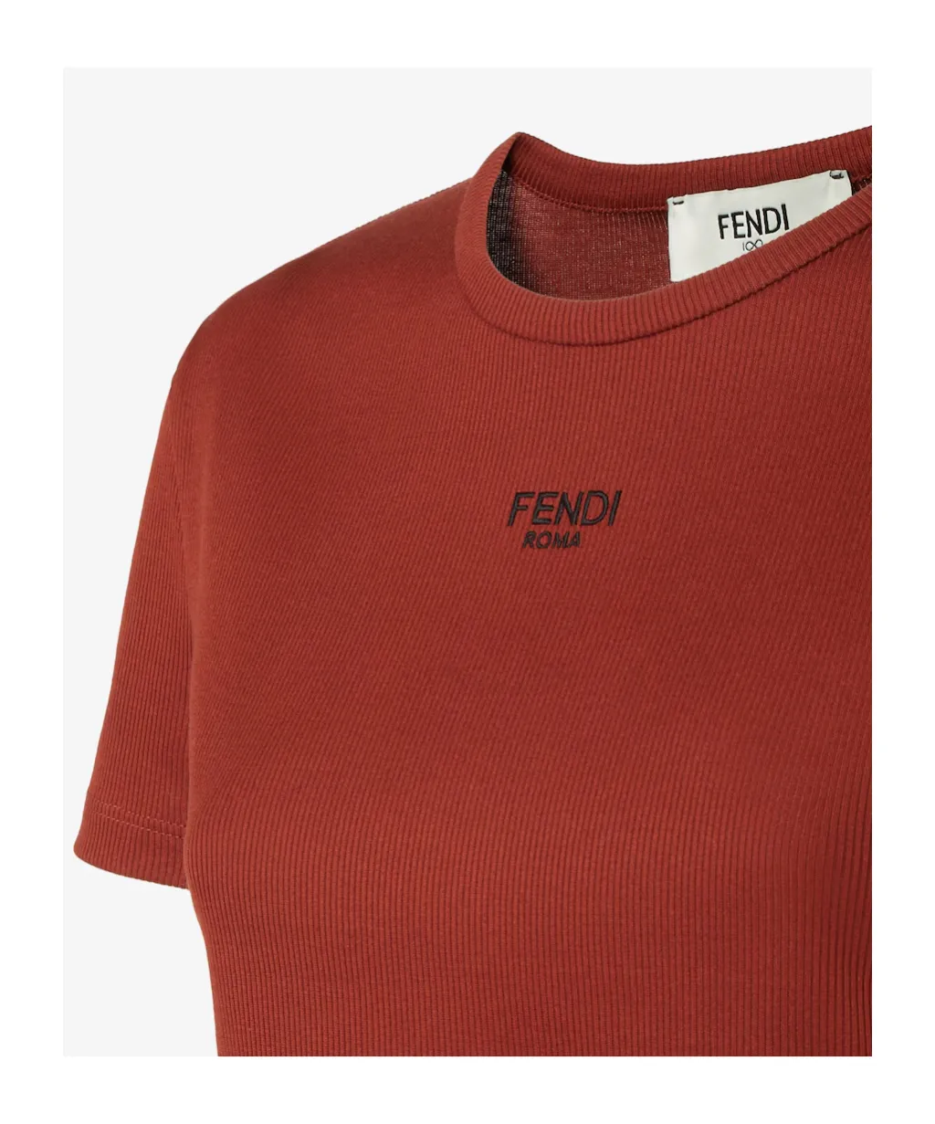 Logo Embroidered Crewneck Cropped T-Shirt