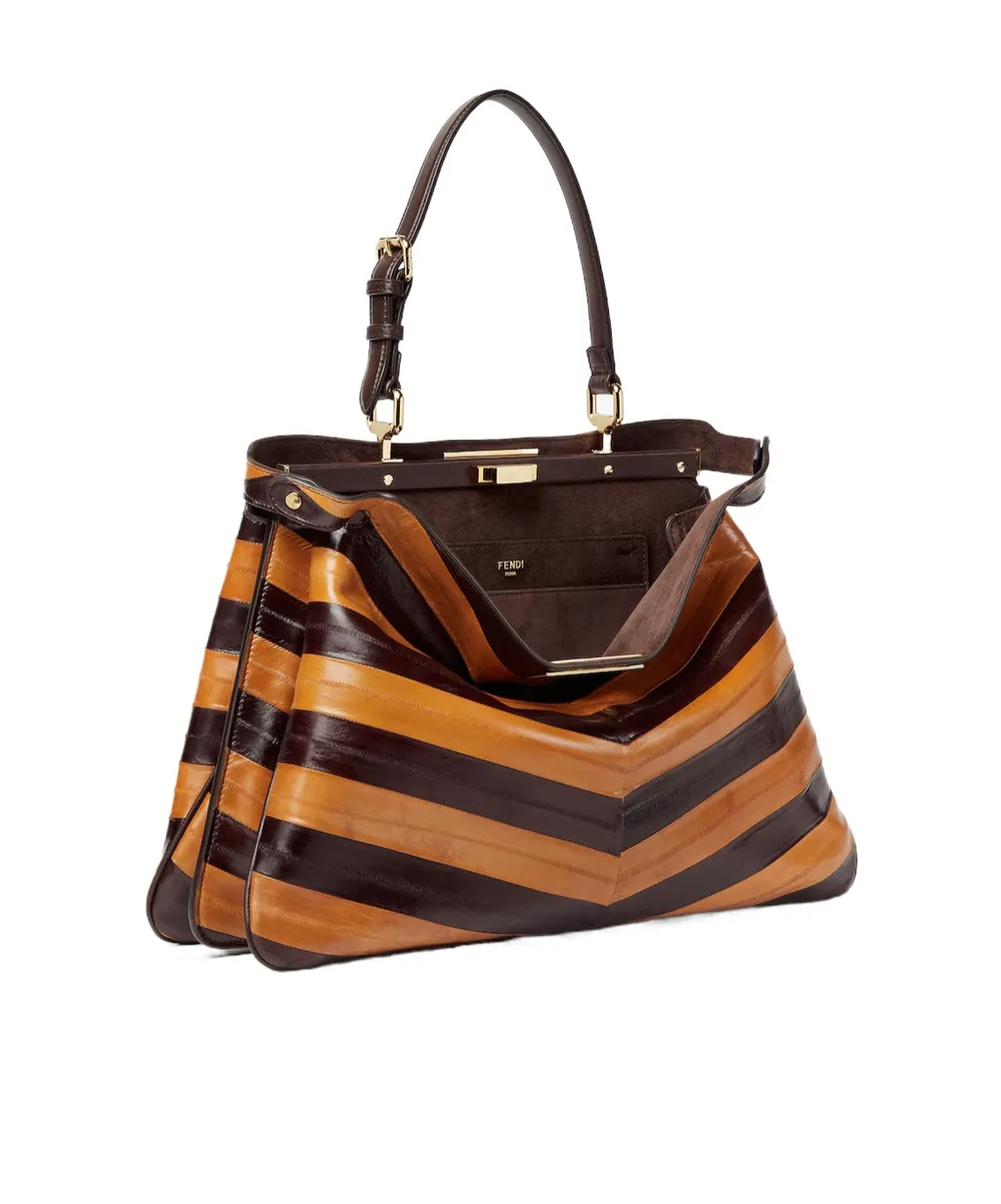 Peekaboo Soft Large Two-Tone Inlaid Hagfish Leather Bag