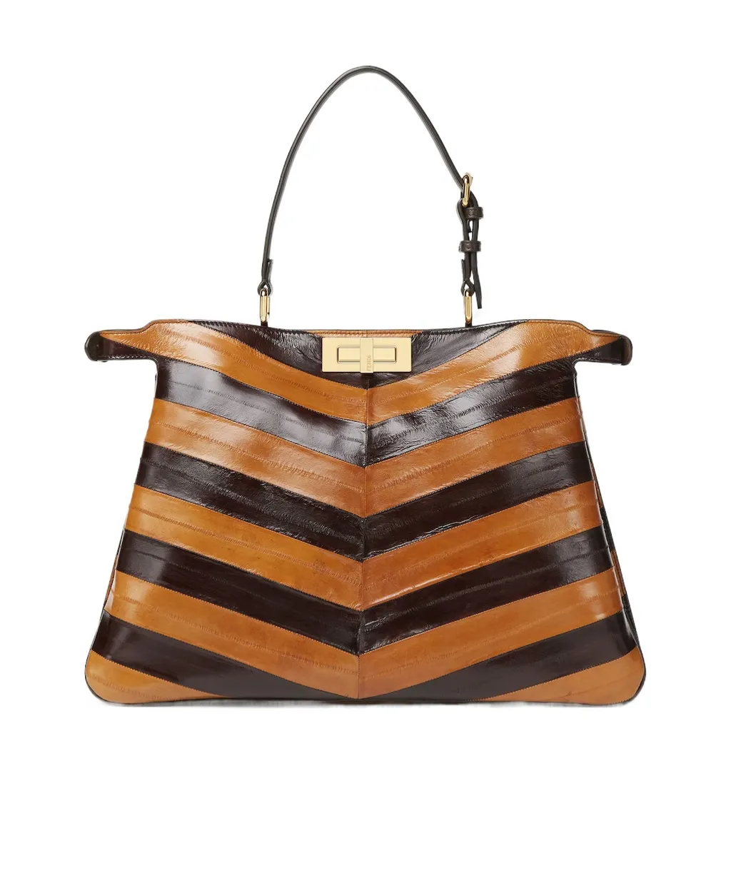 Peekaboo Soft Large Two-Tone Inlaid Hagfish Leather Bag