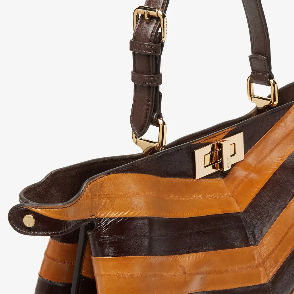 Peekaboo Soft Large Two-Tone Inlaid Hagfish Leather Bag