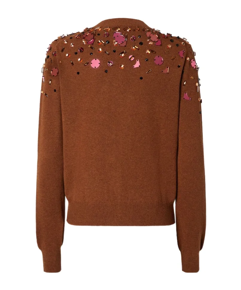 Embellished Buttoned Crewneck Cardigan