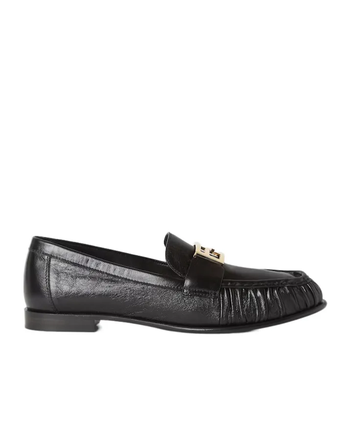 Baguette Ff Plaque Gathered Loafers