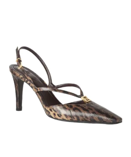 High Heel Printed Karung Slingbacks