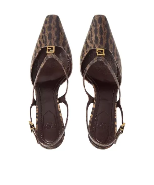 High Heel Printed Karung Slingbacks