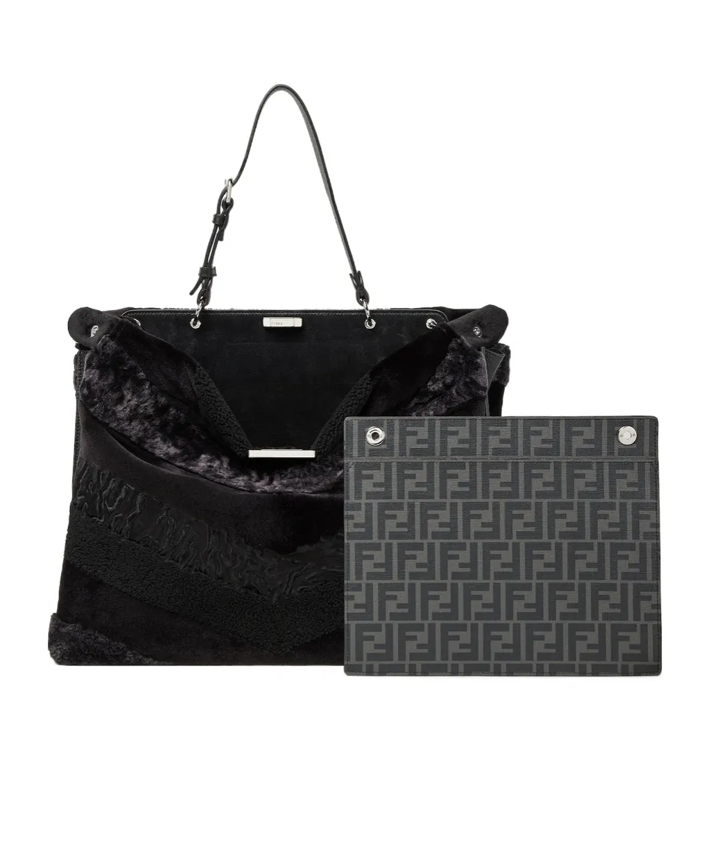Maxi Peekaboo Soft Black Inlaid Fur Bag