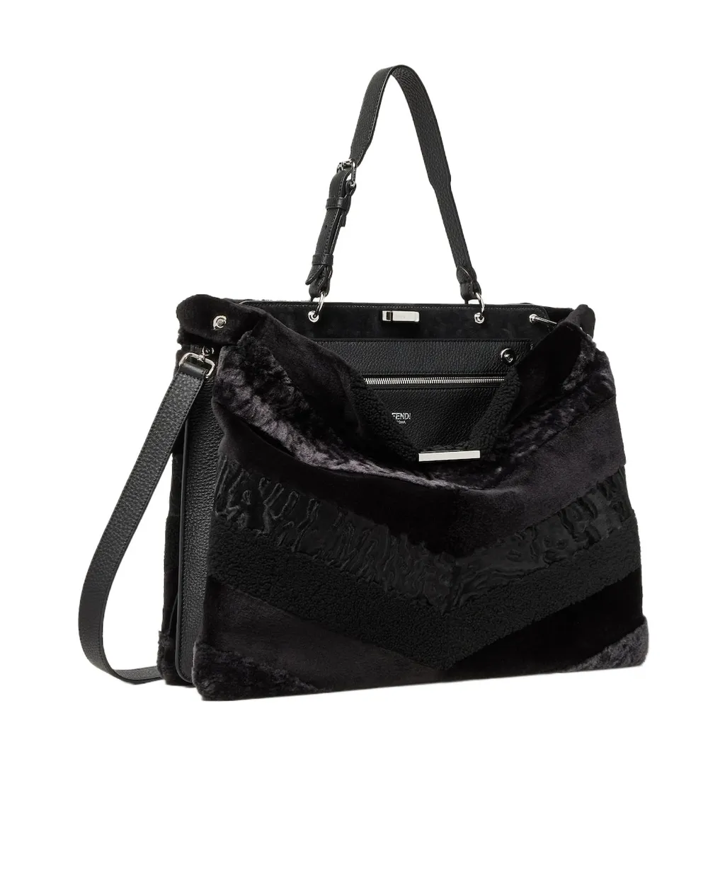 Maxi Peekaboo Soft Black Inlaid Fur Bag