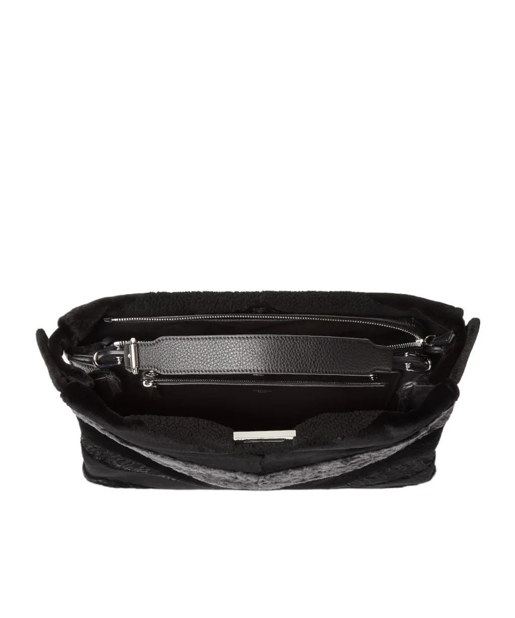 Maxi Peekaboo Soft Black Inlaid Fur Bag