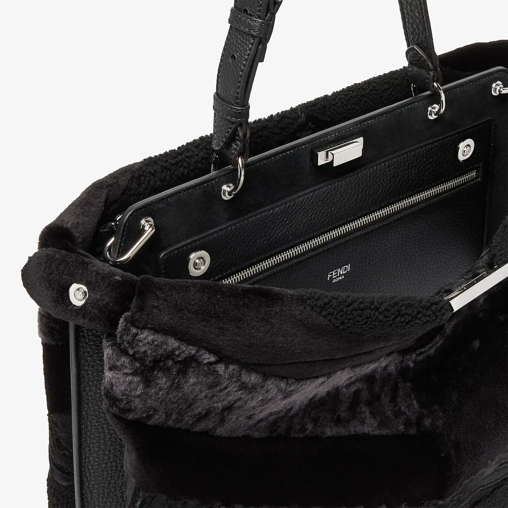 Maxi Peekaboo Soft Black Inlaid Fur Bag